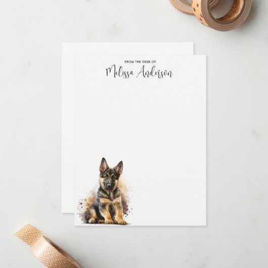 Deutscher Schäferhund Welpenhund Personalisiert Wa Mitteilungskarte (Vorderseite/Rückseite Beispiel)