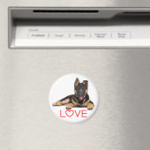 Deutscher Schäferhund Welpenhund - Rote Liebe Magnet (In Situ (Geschirrspüler))