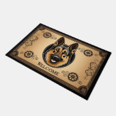 Deutscher Schäferhund Willkommen Surrealist Steamp Fußmatte (Schrägansicht)