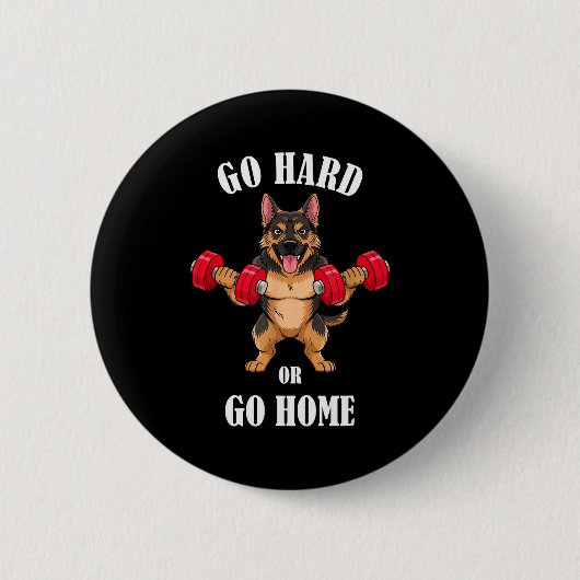 Deutscher Schäferhund Workout Hanteltraining Gewic Button (Vorderseite)