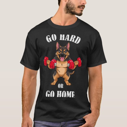 Deutscher Schäferhund Workout Hanteltraining Gewic T-Shirt (Vorderseite)