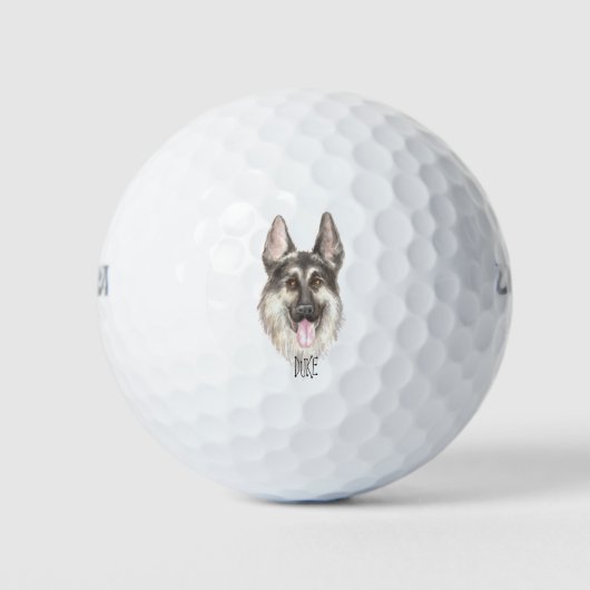 Deutscher Schäferhund Zeichnend Personalisierter N Golfball (Vorderseite)