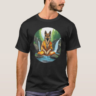 Deutscher Schäferhund Zen Garten Lustiger Hund Med T-Shirt