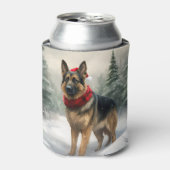 Deutscher Schäferhund zu Weihnachten im Schnee Dosenkühler (Kanne Vorderseite)