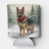 Deutscher Schäferhund zu Weihnachten im Schnee Dosenkühler (Rückseite)