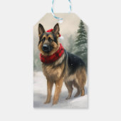 Deutscher Schäferhund zu Weihnachten im Schnee Geschenkanhänger (Rückseite)