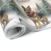 Deutscher Schäferhund zu Weihnachten im Schnee Geschenkpapier (Rolleneckpunkt)