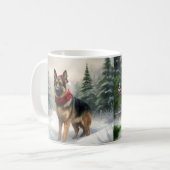 Deutscher Schäferhund zu Weihnachten im Schnee Kaffeetasse (Vorderseite Links)