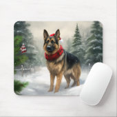 Deutscher Schäferhund zu Weihnachten im Schnee Mousepad (Mit Mouse)
