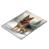 Deutscher Schäferhund zu Weihnachten im Schnee Notizblock (Linke Seite)