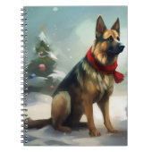 Deutscher Schäferhund zu Weihnachten im Schnee Notizblock (Vorderseite)