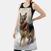 Deutscher Schäferhund zu Weihnachten im Schnee Schürze (InSitu)