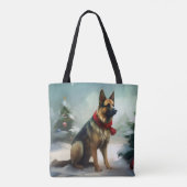 Deutscher Schäferhund zu Weihnachten im Schnee Tasche (Rückseite)