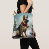 Deutscher Schäferhund zu Weihnachten im Schnee Tasche (Von Nahem)