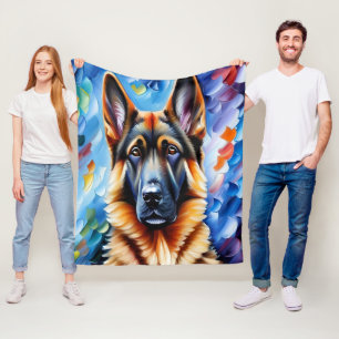 Deutscher Schäfermaler mit blauem Hintergrund Fleecedecke