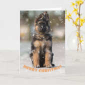 Deutscher Schäferwelpen zu Weihnachten. Karte (Gelbe Blume)