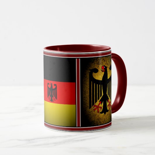Deutscher, schwarzer Adler deutscher Flagge, Deuts Tasse (VorderseiteRechts)