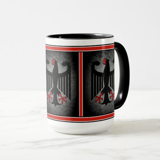 Deutscher, schwarzer Adler deutscher Flagge, Deuts Tasse (VorderseiteRechts)