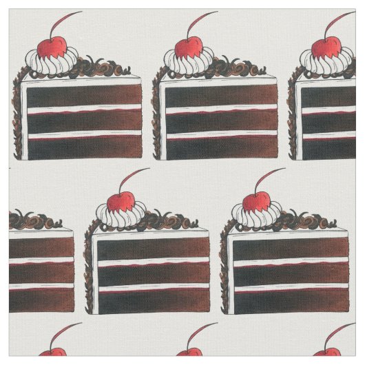 Deutscher Schwarzwaldkuchen Gâteau Slice Dessert Stoff (Nahaufnahme)