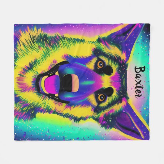 Deutscher Shepard Confetti Pop Art mit optionalem  Fleecedecke (Vorderseite (Horizontal))