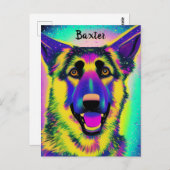 Deutscher Shepard Confetti Pop Art mit optionalem Postkarte (Vorne/Hinten)