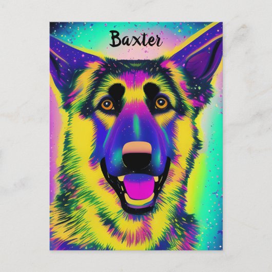Deutscher Shepard Confetti Pop Art mit optionalem Postkarte (Vorderseite)