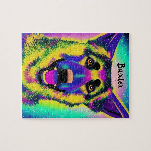Deutscher Shepard Confetti Pop Art mit optionalem Puzzle (Horizontal)