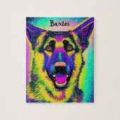 Deutscher Shepard Confetti Pop Art mit optionalem Puzzle (Vertikal)