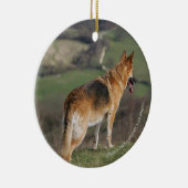 Deutscher Shephard, das hinunter Hügel schaut Keramikornament (Rechts)