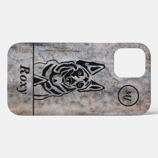 Deutscher Shepherd iPhone Case personalisierbar (Rückseite (Horizontal))