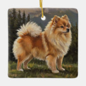 Deutscher Spitz Keramikornament (Vorderseite)