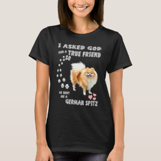 Deutscher Spitz Mama Fluffy Dog Vater Druck Niedli T-Shirt