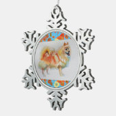 Deutscher Spitz Spitz Hund Weihnachtsschmuck Schneeflocken Zinn-Ornament (Rechts)