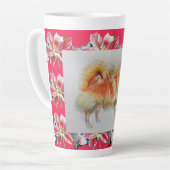Deutscher Spitz Spitz Watercolor Hund Latte Tasse (Linke Ecke)
