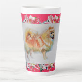 Deutscher Spitz Spitz Watercolor Hund Latte Tasse (Vorderseite)