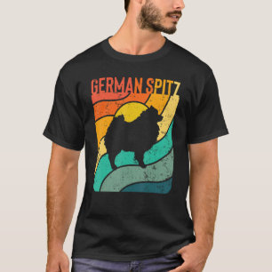 Deutscher Spitz Vintage Sonnenuntergang Mama Papa T-Shirt