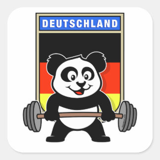 Deutscher Weightlift Panda Quadratischer Aufkleber