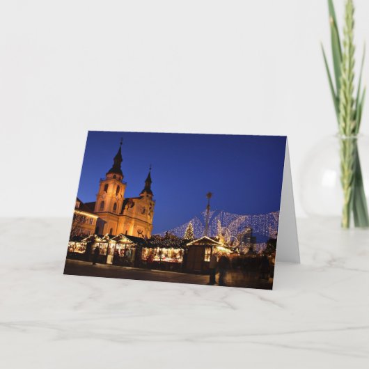 Deutscher Weihnachtsmarkt Feiertagskarte (Vorderseite)