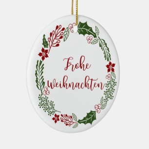 Deutscher Weihnachtsstern, Frohe Weihnachten Keramik Ornament