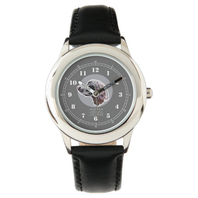 Deutscher Zeiger mit langer Haare Armbanduhr (Vorderseite)
