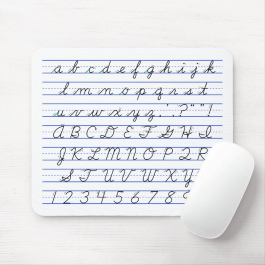 Deutsches Alphabet Diagramm in Kursivschrift Mousepad (Mit Mouse)