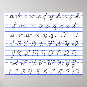 Deutsches Alphabet Diagramm in Kursivschrift Poster