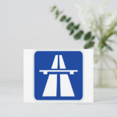 deutsches Autobahnzeichen Postkarte (Stehend Vorderseite)
