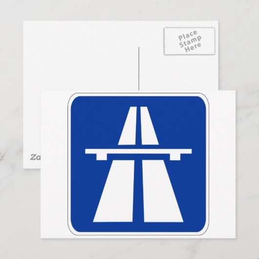deutsches Autobahnzeichen Postkarte (Vorne/Hinten)