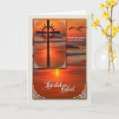 DEUTSCHES Beileid-Kreuz am Sonnenuntergang Karte (Gelbe Blume)