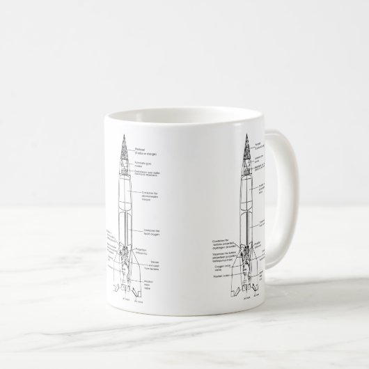 Deutsches Diagramm des Gefechtskopf-V2 Kaffeetasse (VorderseiteRechts)