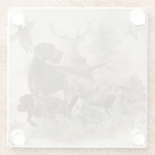 Deutsches Drahthaar-Bindeband Außenkissen Glasuntersetzer (Rückseite)