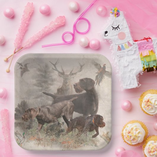 Deutsches Drahthaar-Bindeband Außenkissen Pappteller (Party)