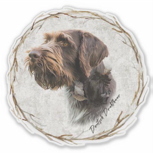 Deutsches Drahthaar Pointer Aufkleber (Vorderseite)