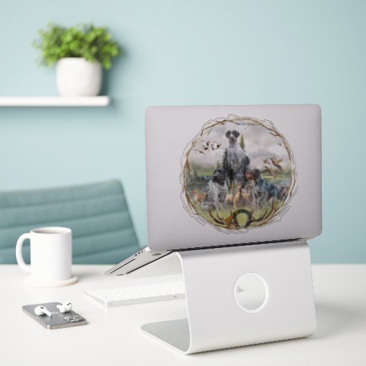 Deutsches Drahthaar Pointer Aufkleber (Laptop auf Schreibtisch)